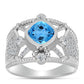 Inel din Argint 925 ( 6.79 grame ) cu Topaz Swiss Blue și Topaz Alb 2.51 Carate