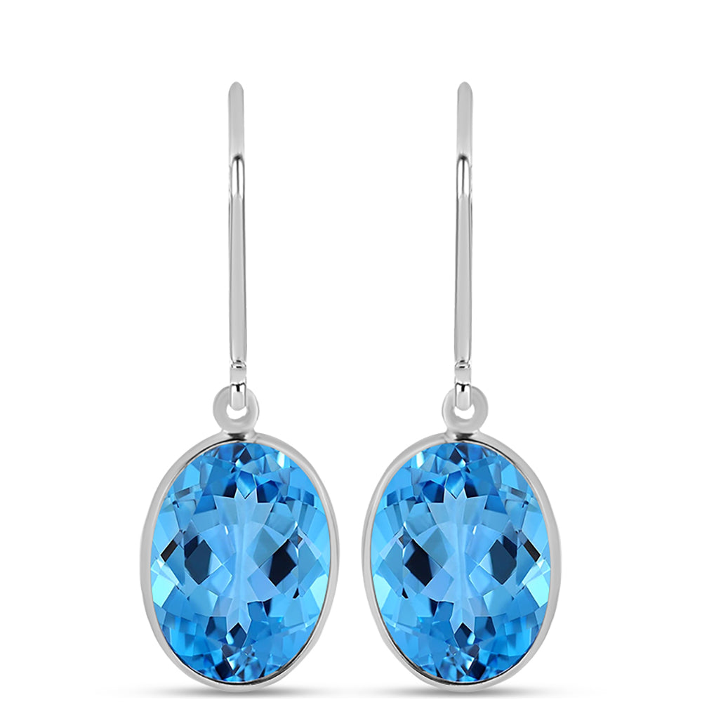 Cercei din Argint 925 ( 1.26 grame ) cu Topaz Swiss Blue 13.87 Carate 1 