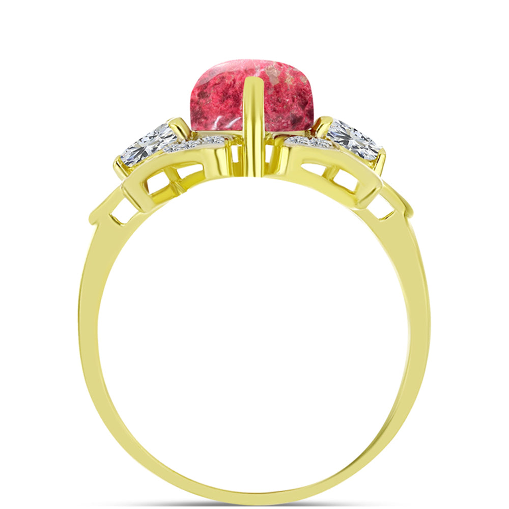 Inel din Argint 925 Placat cu Aur ( 3.33 grame ) cu Thulit și Topaz Alb 4.01 Carate 2 