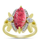 Inel din Argint 925 Placat cu Aur ( 3.33 grame ) cu Thulit și Topaz Alb 4.01 Carate
