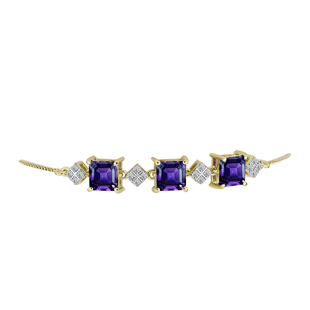 Brățară din Argint 925 Placat cu Aur ( 4.73 grame ) cu Ametist Marocan și Topaz Alb 5.06 Carate 2 