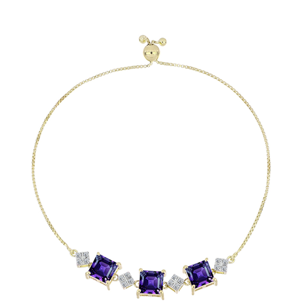 Brățară din Argint 925 Placat cu Aur ( 4.73 grame ) cu Ametist Marocan și Topaz Alb 5.06 Carate