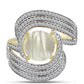 Inel din Argint 925 Placat cu Aur ( 6.69 grame ) cu Sidef și Topaz Alb 3.7 Carate