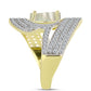 Inel din Argint 925 Placat cu Aur ( 6.69 grame ) cu Sidef și Topaz Alb 3.7 Carate