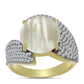 Inel din Argint 925 Placat cu Aur ( 6.24 grame ) cu Sidef și Topaz Alb 4.86 Carate