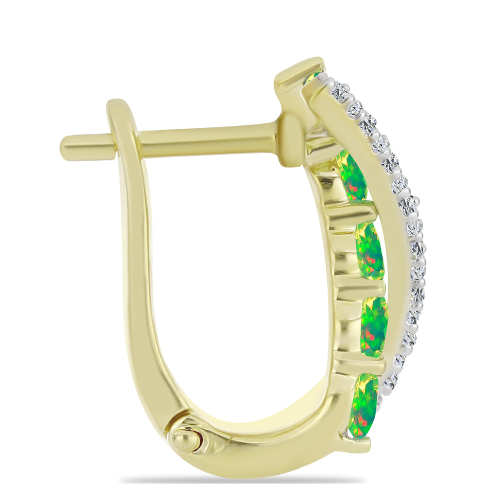 Cercei din Argint 925 Placat cu Aur ( 4.84 grame ) cu Opal Verde Etiopian Lega Dembi și Topaz Alb 0.82 Carate 2 