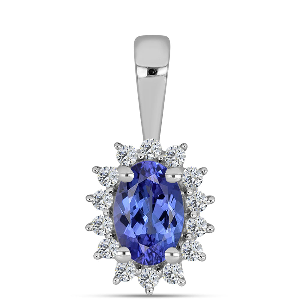 Pandantiv din Argint 925 ( 0.76 grame ) cu Tanzanit AAA și Topaz Alb 0.56 Carate 1 