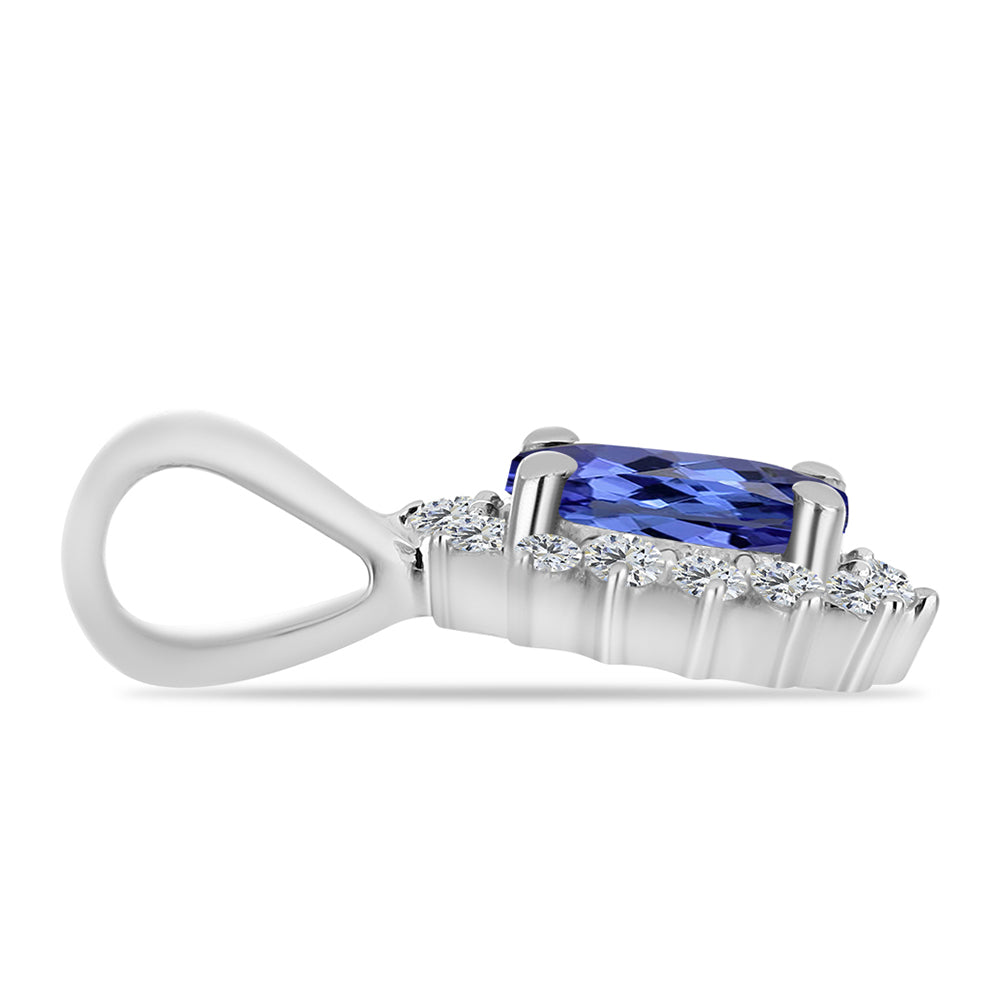 Pandantiv din Argint 925 ( 0.76 grame ) cu Tanzanit AAA și Topaz Alb 0.56 Carate
