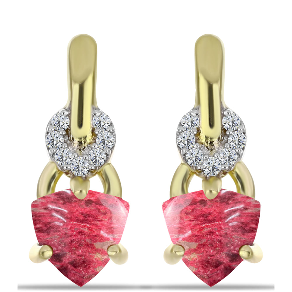 Cercei din Argint 925 Placat cu Aur ( 3.38 grame ) cu Thulit și Topaz Alb 1.65 Carate 1 