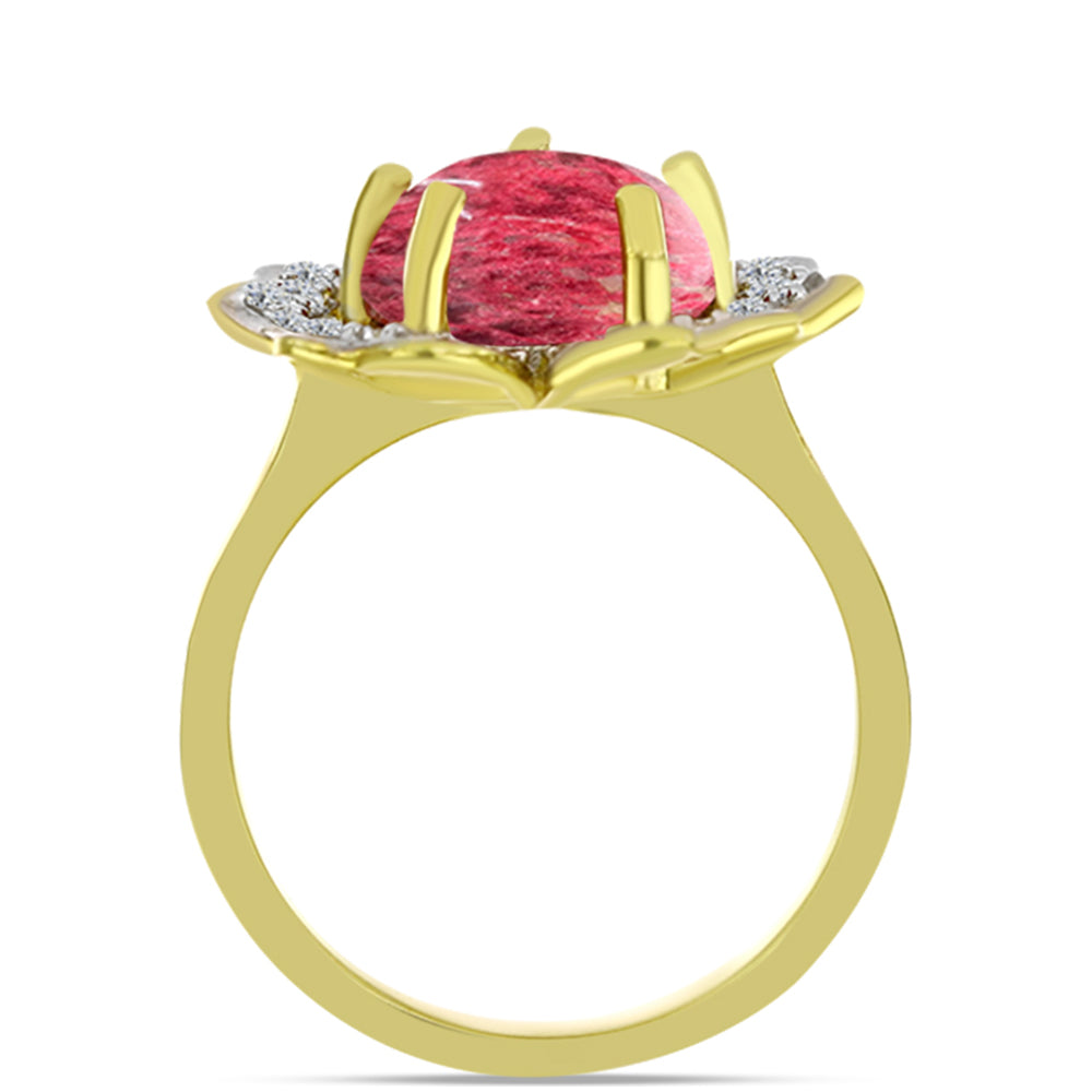 Inel din Argint 925 Placat cu Aur ( 4.13 grame ) cu Thulit și Topaz Alb 4.96 Carate 2 