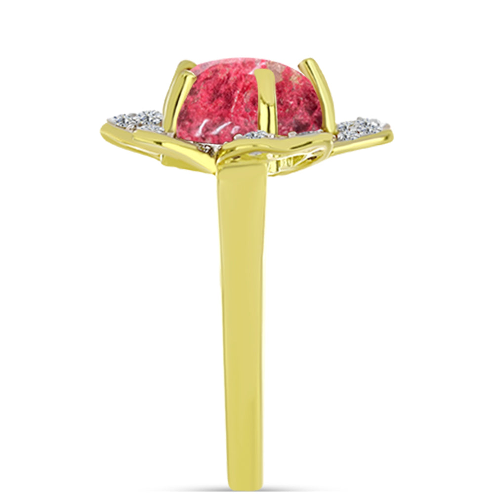 Inel din Argint 925 Placat cu Aur ( 4.13 grame ) cu Thulit și Topaz Alb 4.96 Carate