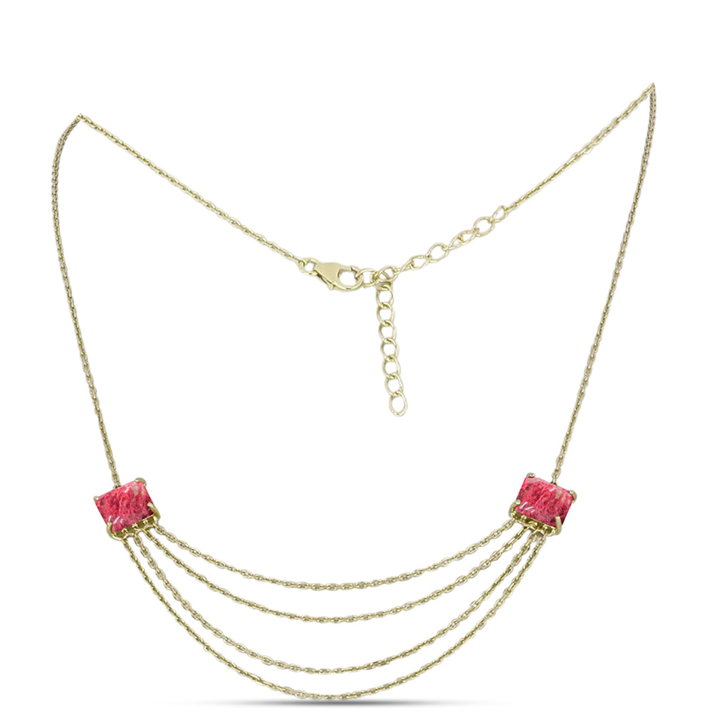 Colier din Argint 925 Placat cu Aur ( 4.79 grame ) cu Thulit 4.68 Carate 1 