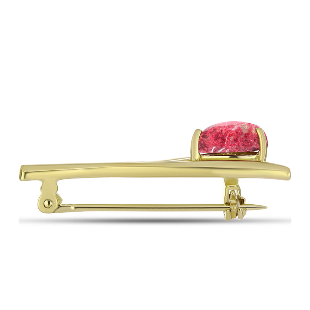 Broşă din Argint 925 Placat cu Aur ( 3.18 grame ) cu Thulit 2.03 Carate 2 
