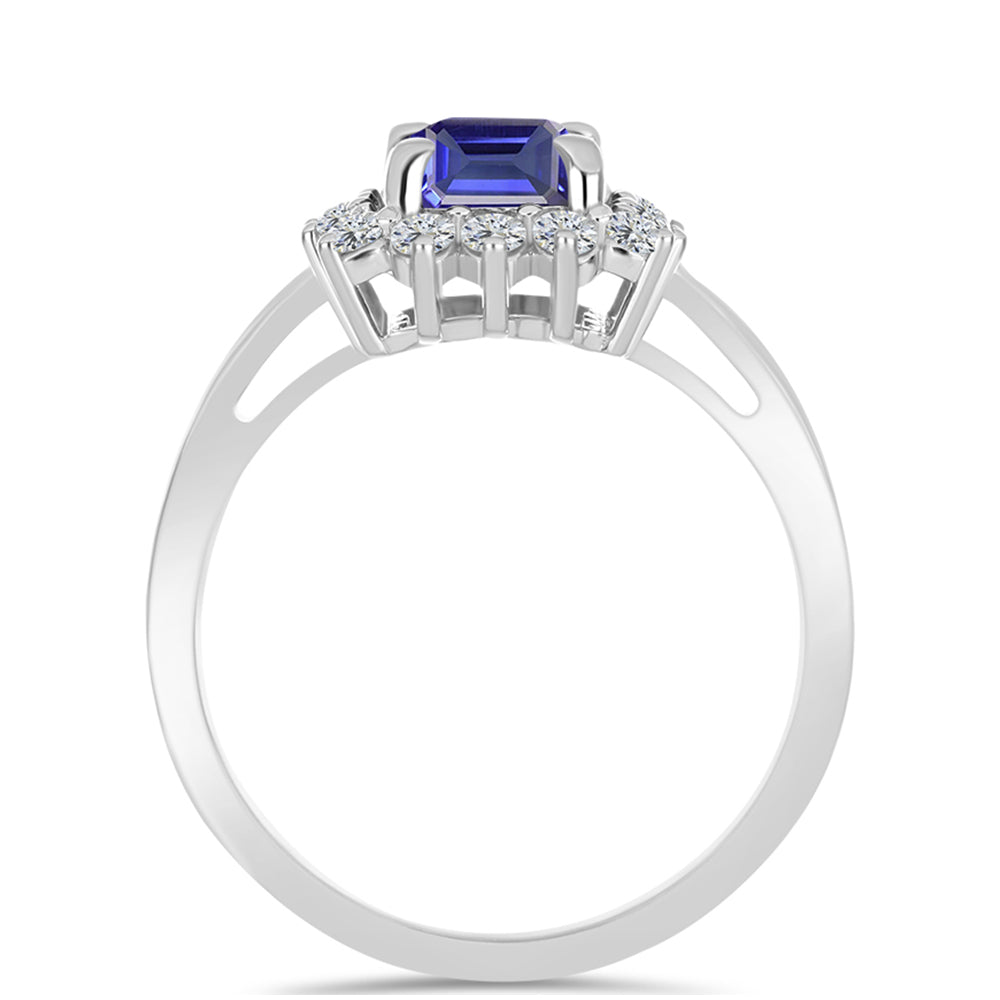 Inel din Argint 925 ( 2.71 grame ) cu Tanzanit AAA și Topaz Alb 2.02 Carate