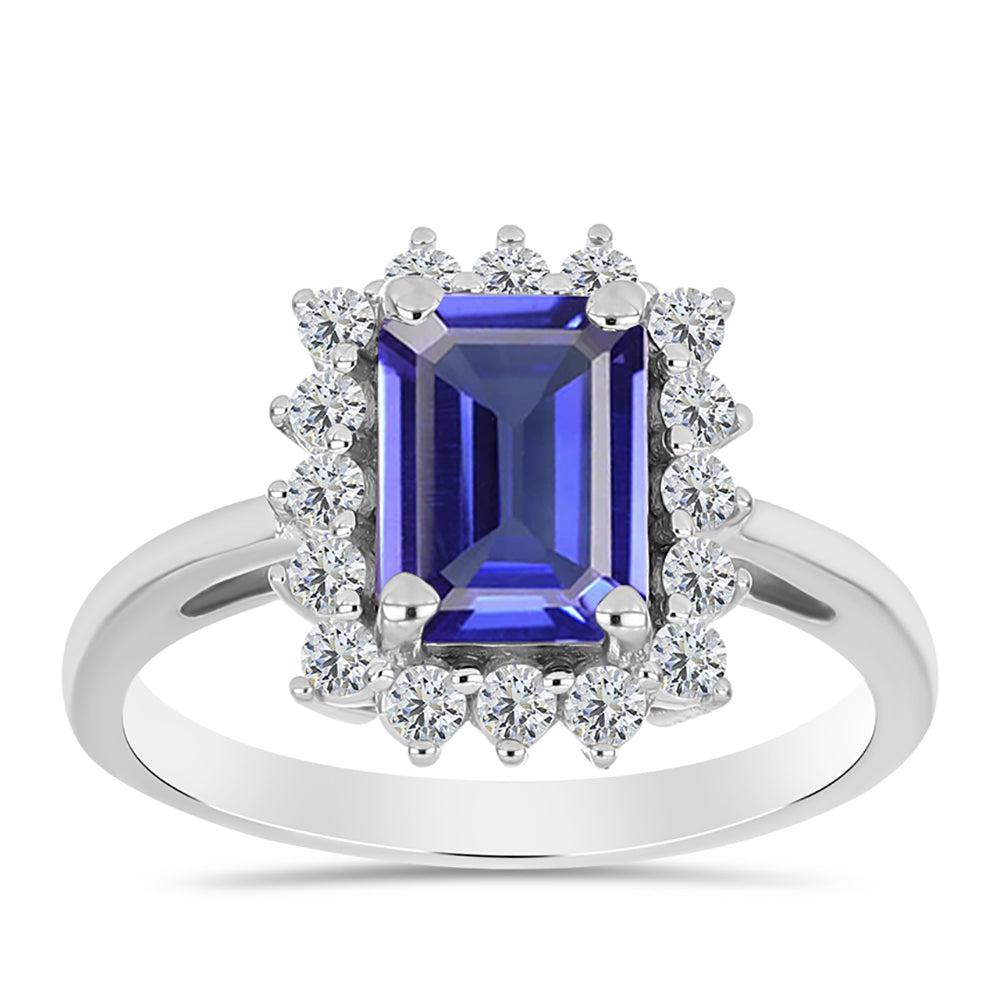 Inel din Argint 925 ( 2.71 grame ) cu Tanzanit AAA și Topaz Alb 2.02 Carate