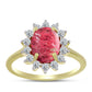 Inel din Argint 925 Placat cu Aur ( 2.32 grame ) cu Thulit și Topaz Alb 2.95 Carate