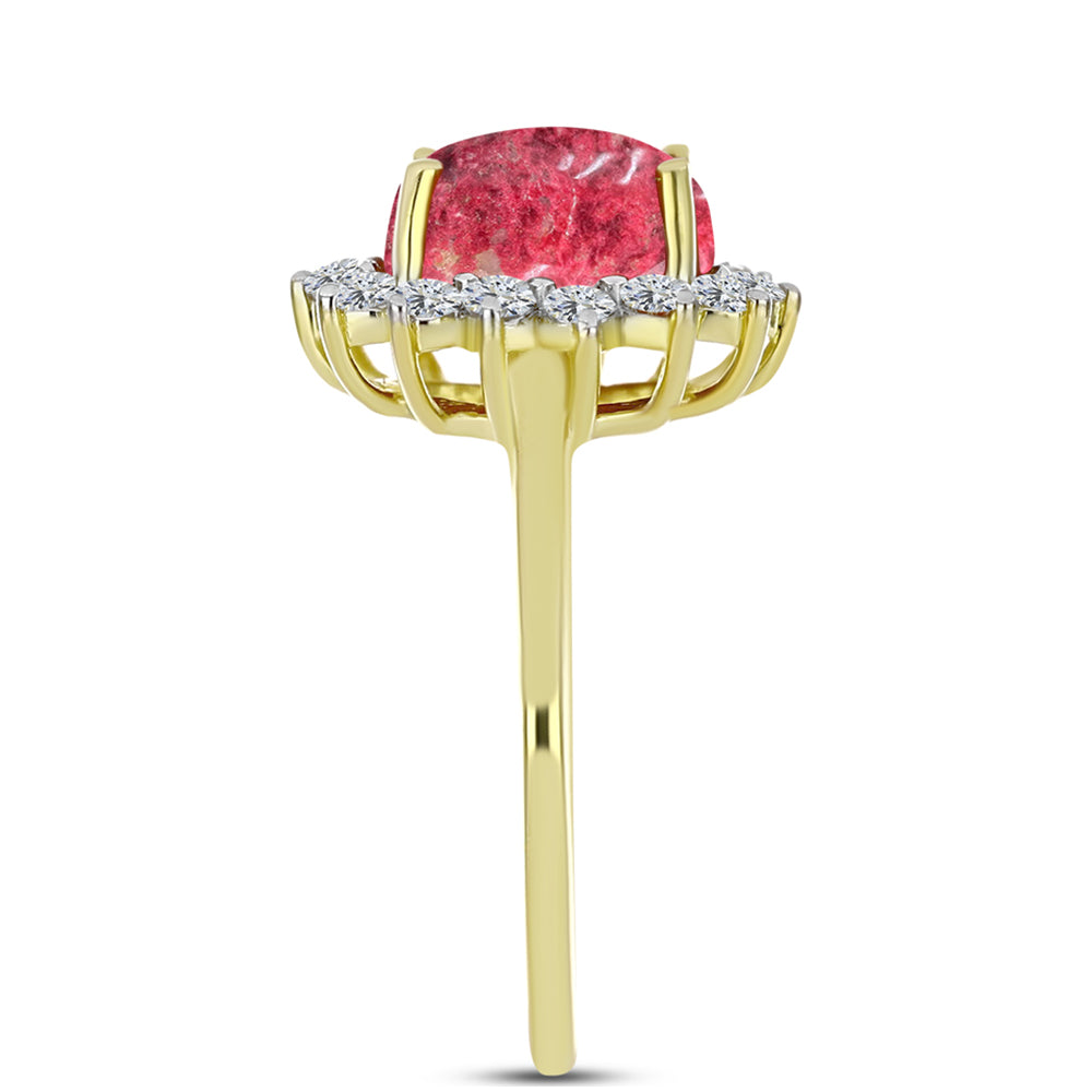 Inel din Argint 925 Placat cu Aur ( 2.32 grame ) cu Thulit și Topaz Alb 2.95 Carate