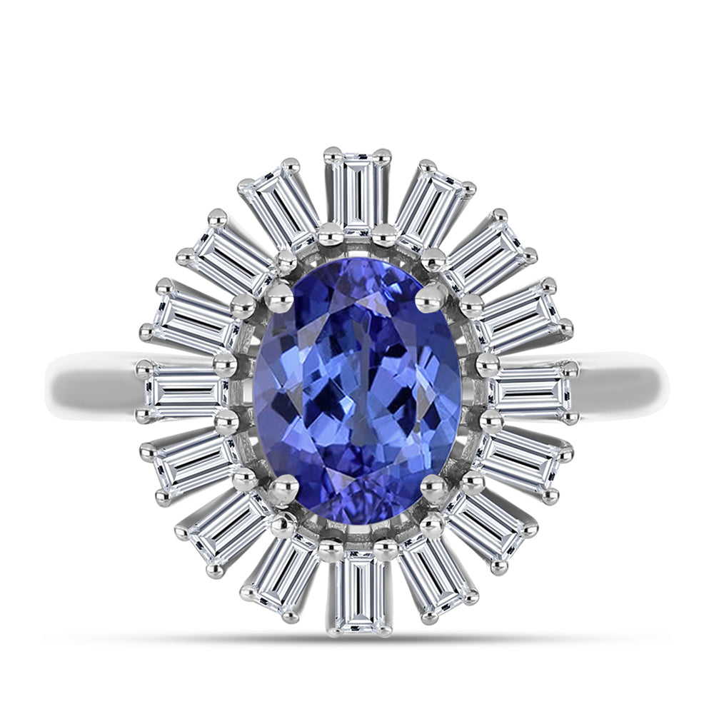 Inel din Argint 925 ( 3.51 grame ) cu Tanzanit AAA și Zircon Alb 2.99 Carate