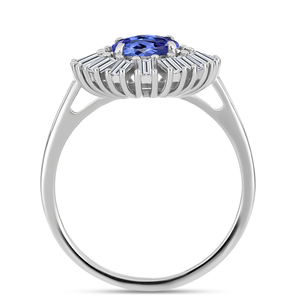 Inel din Argint 925 ( 3.51 grame ) cu Tanzanit AAA și Zircon Alb 2.99 Carate 2 