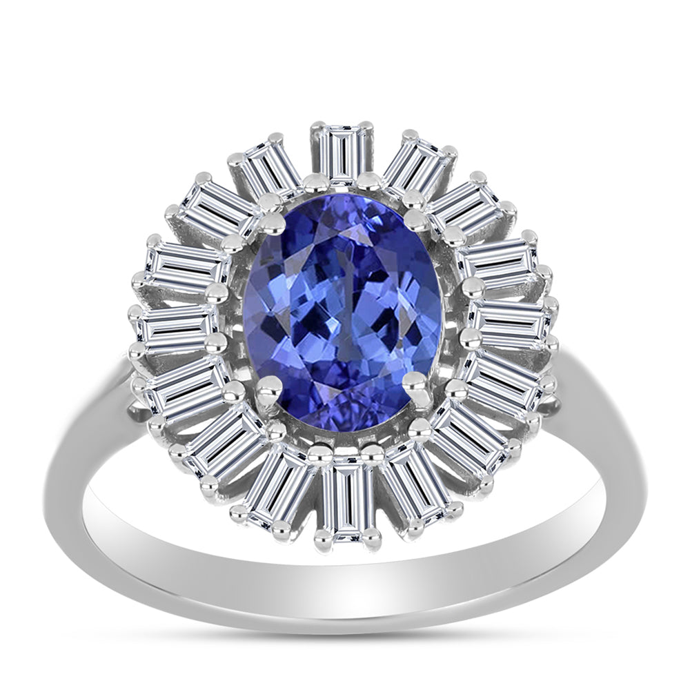 Inel din Argint 925 ( 3.51 grame ) cu Tanzanit AAA și Zircon Alb 2.99 Carate
