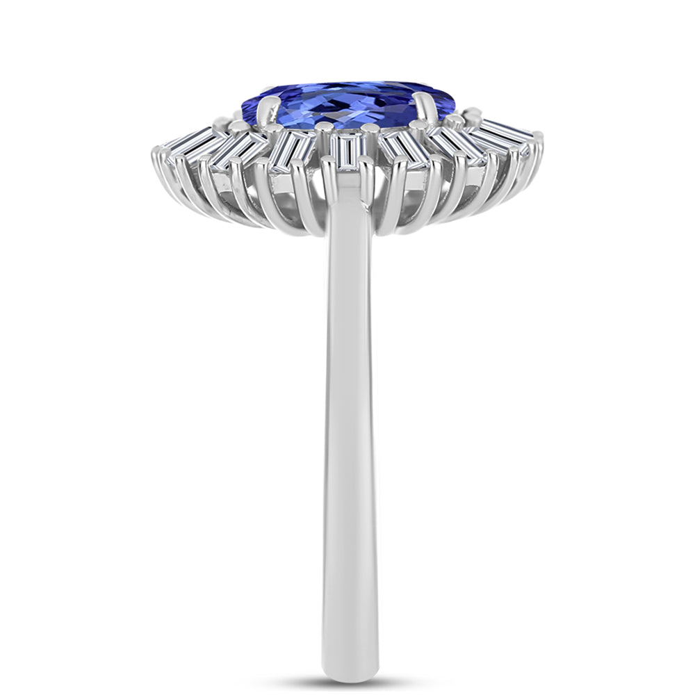Inel din Argint 925 ( 3.51 grame ) cu Tanzanit AAA și Zircon Alb 2.99 Carate