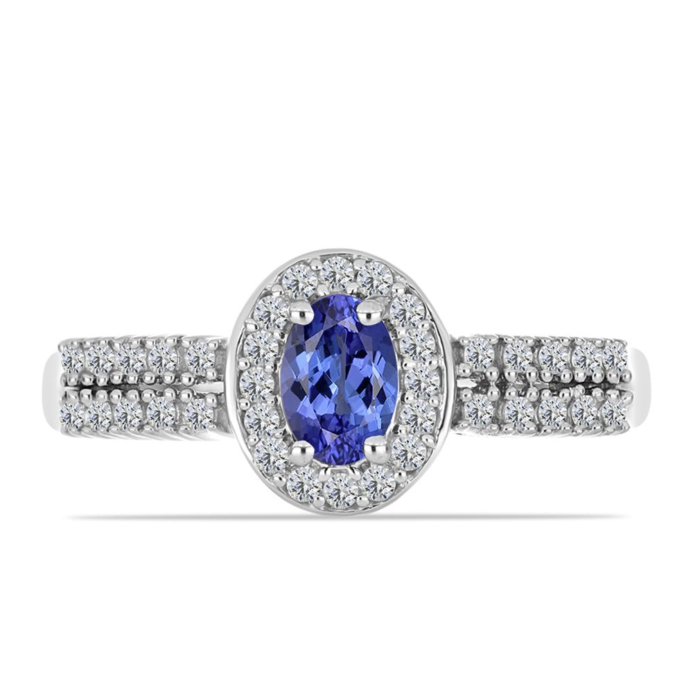 Inel din Argint 925 ( 2.84 grame ) cu Tanzanit AAA și Topaz Alb 0.76 Carate