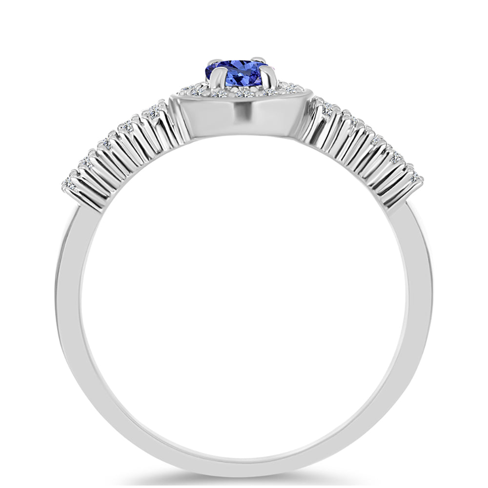 Inel din Argint 925 ( 2.84 grame ) cu Tanzanit AAA și Topaz Alb 0.76 Carate