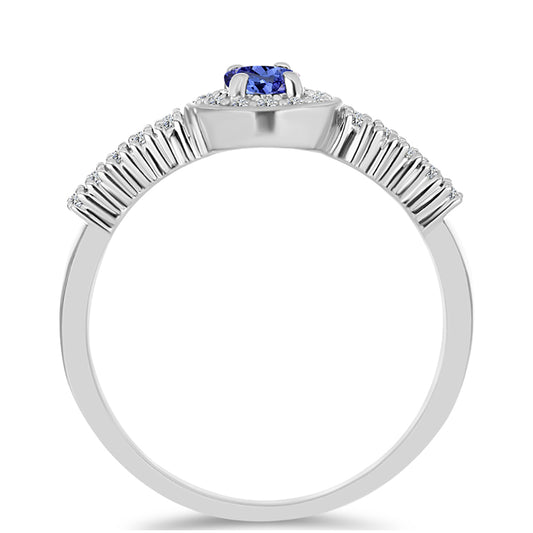 Inel din Argint 925 ( 2.84 grame ) cu Tanzanit AAA și Topaz Alb 0.76 Carate