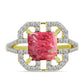 Inel din Argint 925 Placat cu Aur ( 3.26 grame ) cu Thulit și Topaz Alb 3.37 Carate