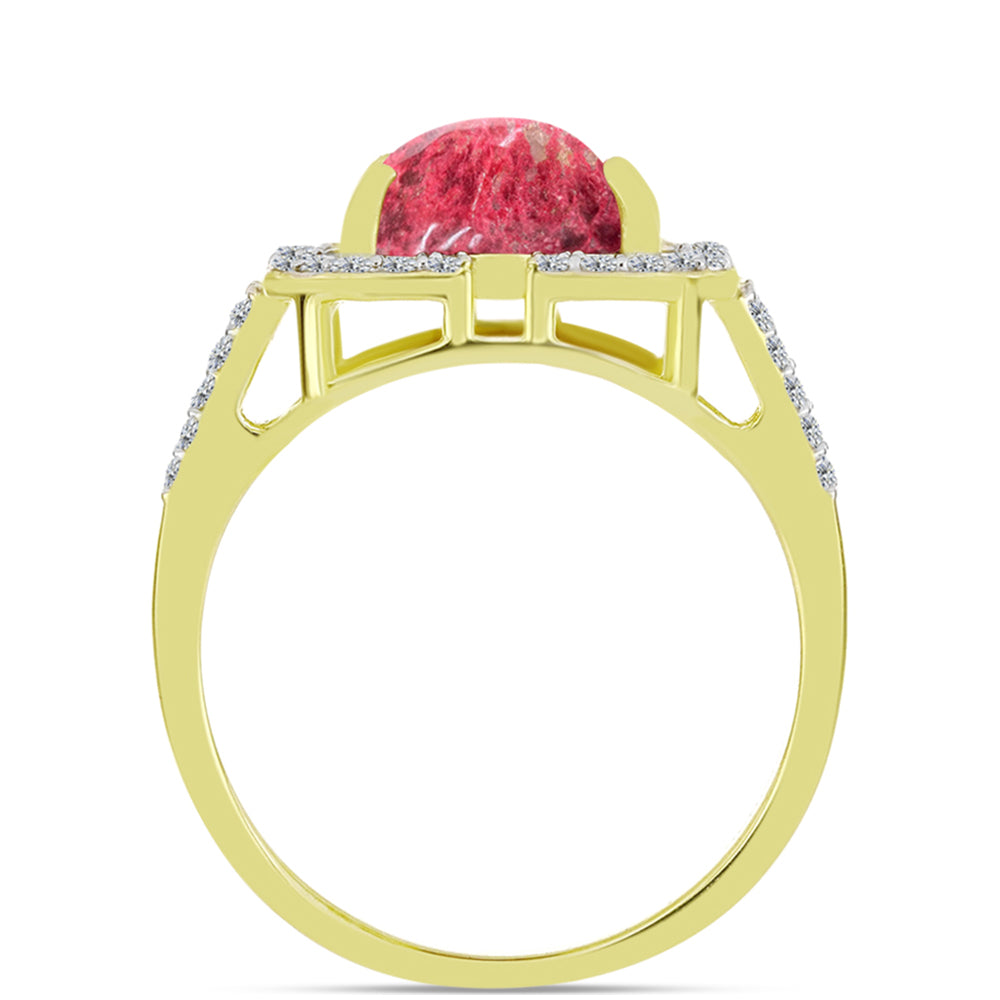 Inel din Argint 925 Placat cu Aur ( 3.26 grame ) cu Thulit și Topaz Alb 3.37 Carate 2 