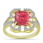 Inel din Argint 925 Placat cu Aur ( 3.26 grame ) cu Thulit și Topaz Alb 3.37 Carate