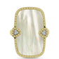 Inel din Argint 925 Placat cu Aur ( 5.33 grame ) cu Sidef și Topaz Alb 11.48 Carate