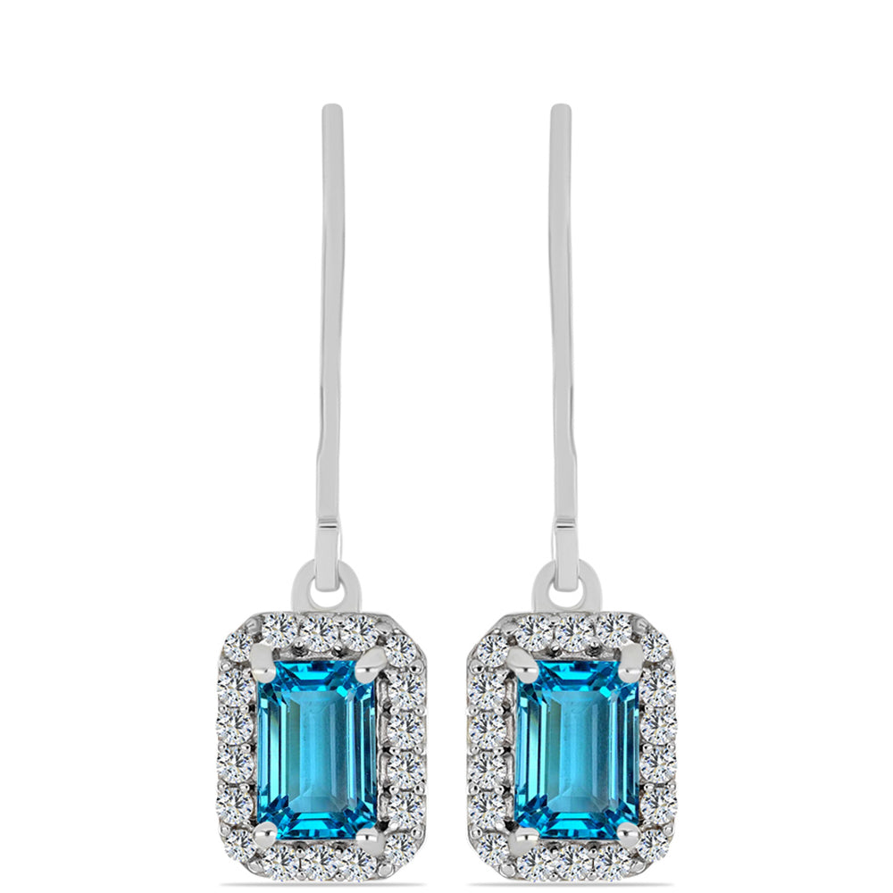 Cercei din Argint 925 ( 2.36 grame ) cu Topaz Swiss Blue și Topaz Alb 1.63 Carate