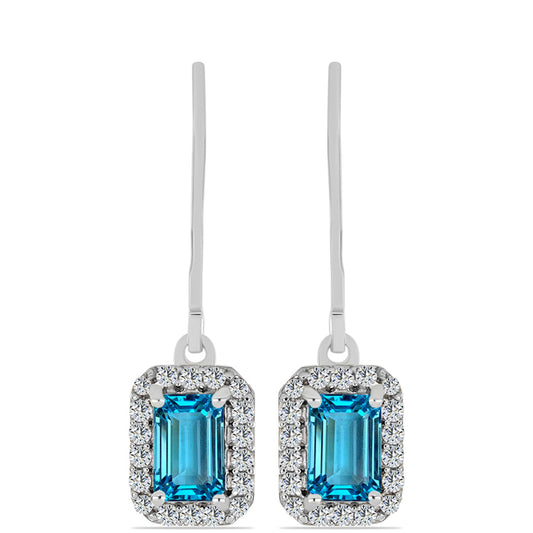 Cercei din Argint 925 ( 2.36 grame ) cu Topaz Swiss Blue și Topaz Alb 1.63 Carate