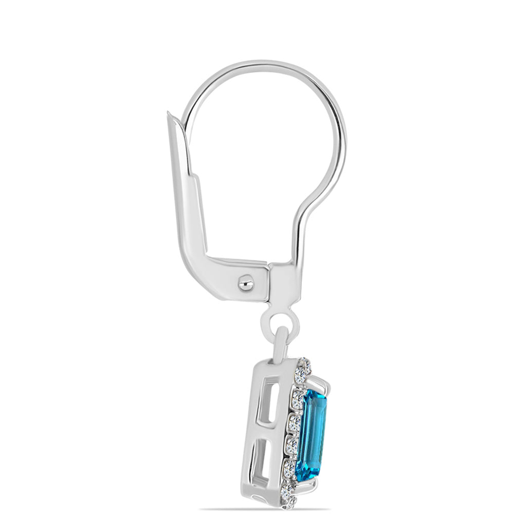 Cercei din Argint 925 ( 2.36 grame ) cu Topaz Swiss Blue și Topaz Alb 1.63 Carate 2 