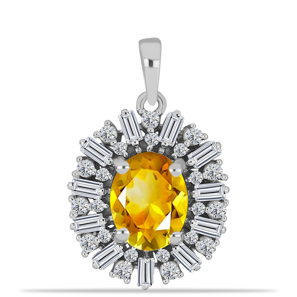 Pandantiv din Argint 925 ( 2.51 grame ) cu Citrin Ural și Zircon Alb 2.9 Carate