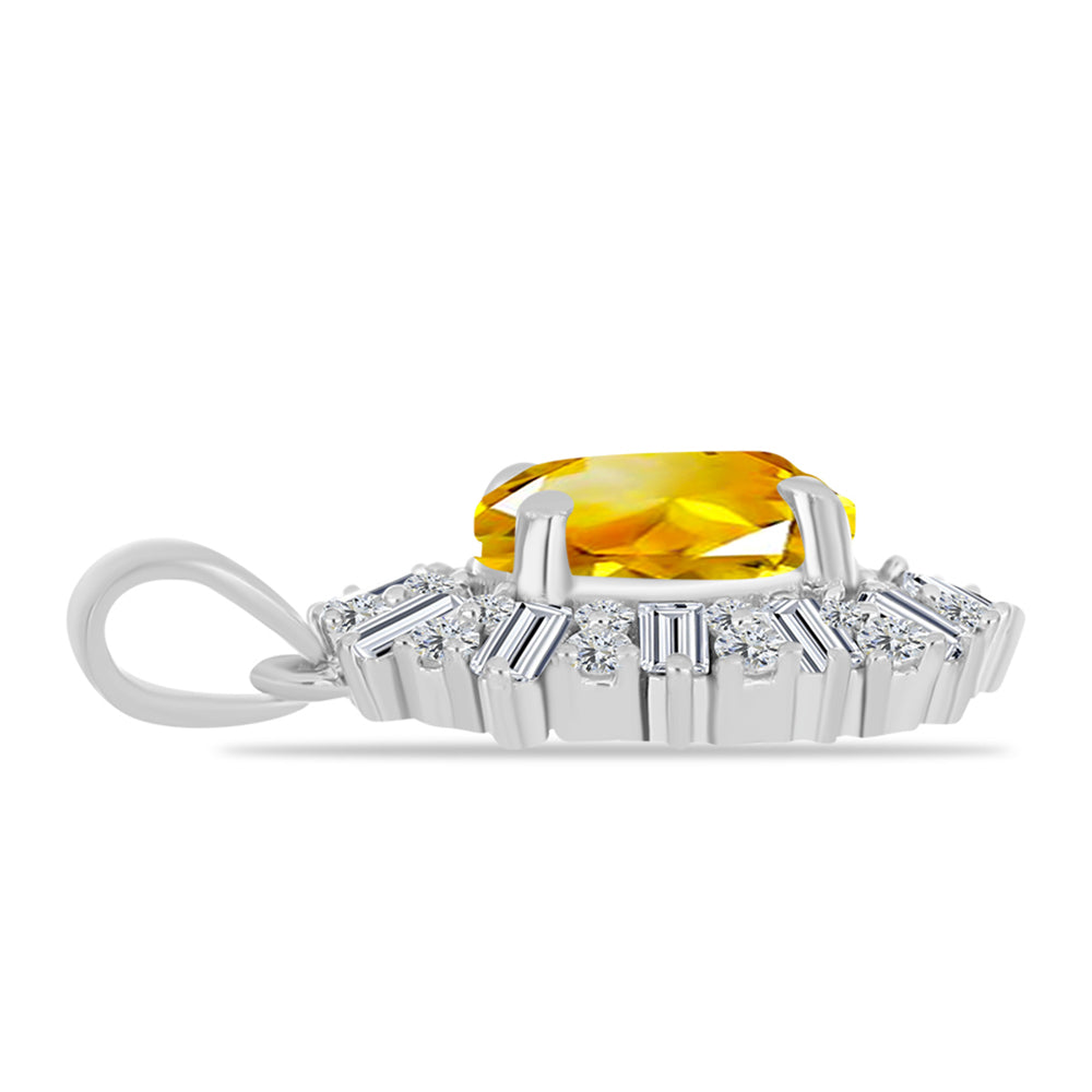 Pandantiv din Argint 925 ( 2.51 grame ) cu Citrin Ural și Zircon Alb 2.9 Carate