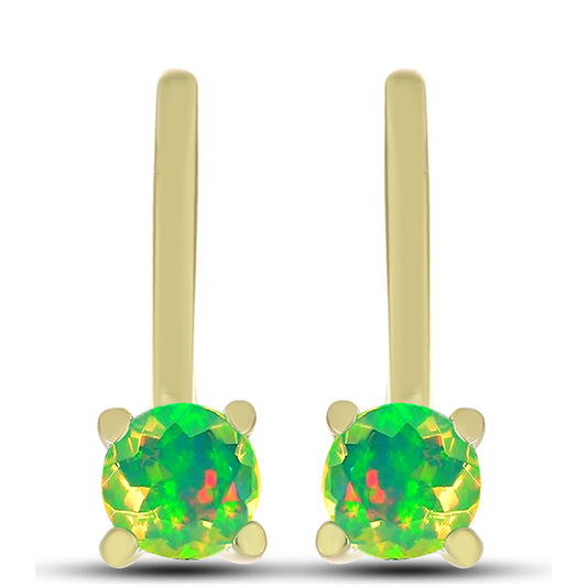 Cercei din Argint 925 Placat cu Aur ( 2.16 grame ) cu Opal Verde Etiopian Lega Dembi 0.31 Carate
