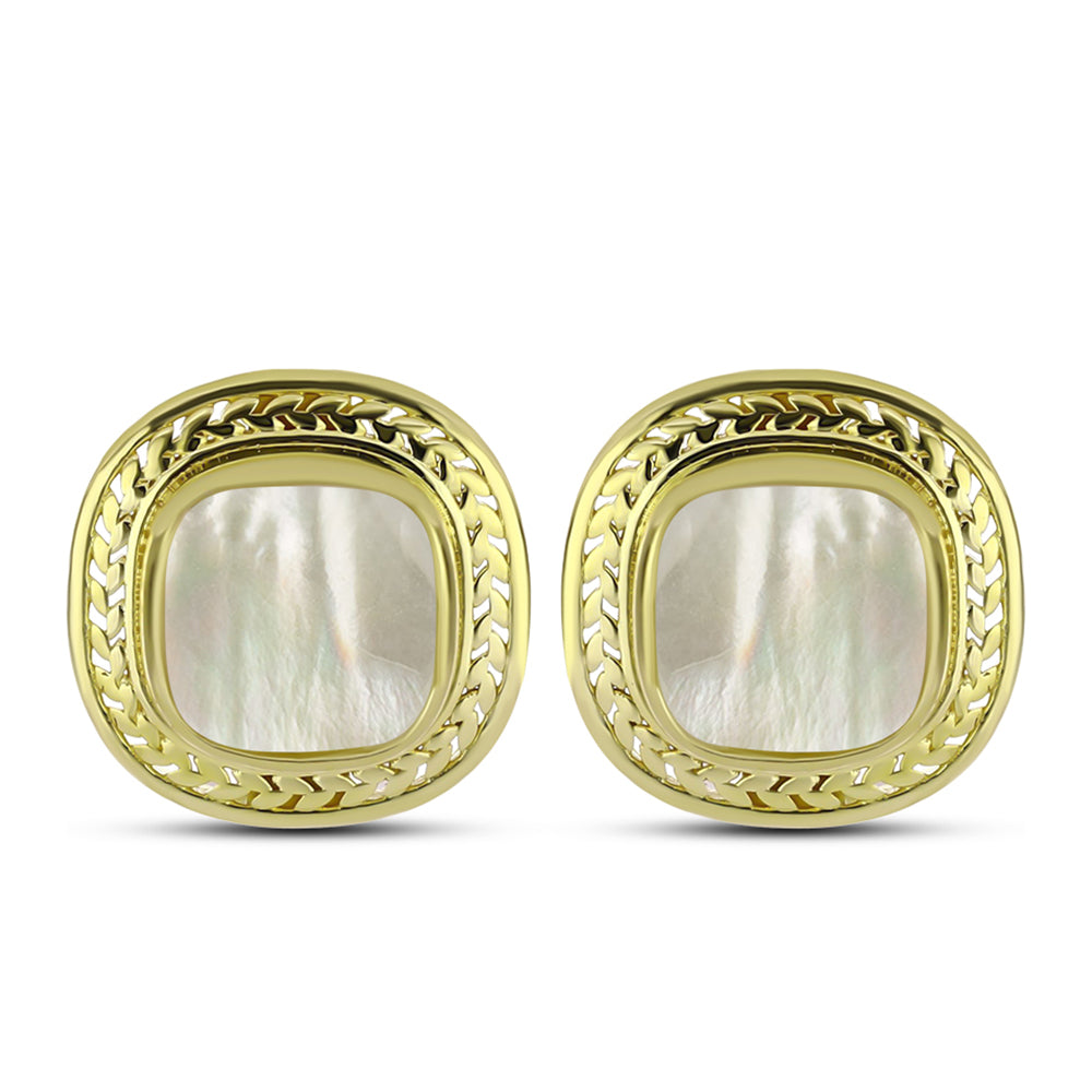 Cercei din Argint 925 Placat cu Aur ( 5.6 grame ) cu Sidef 3.68 Carate 1 