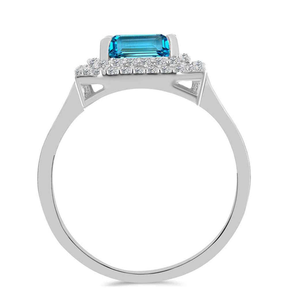 Inel din Argint 925 ( 3.15 grame ) cu Topaz Swiss Blue și Topaz Alb 3.12 Carate