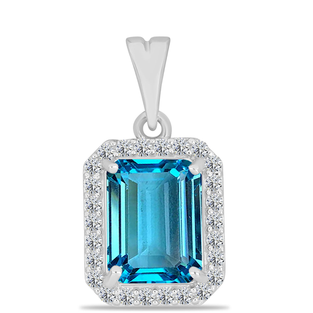 Pandantiv din Argint 925 ( 1.23 grame ) cu Topaz Swiss Blue și Topaz Alb 2.81 Carate