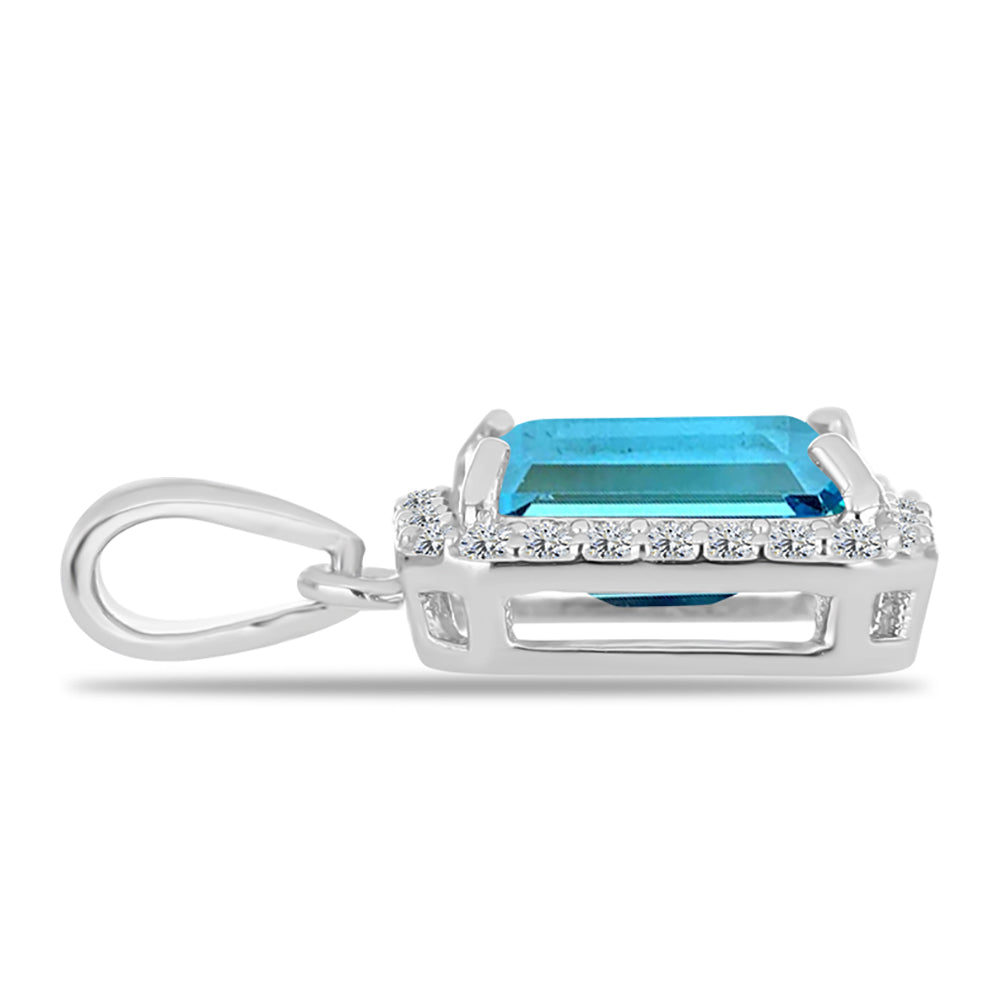 Pandantiv din Argint 925 ( 1.23 grame ) cu Topaz Swiss Blue și Topaz Alb 2.81 Carate