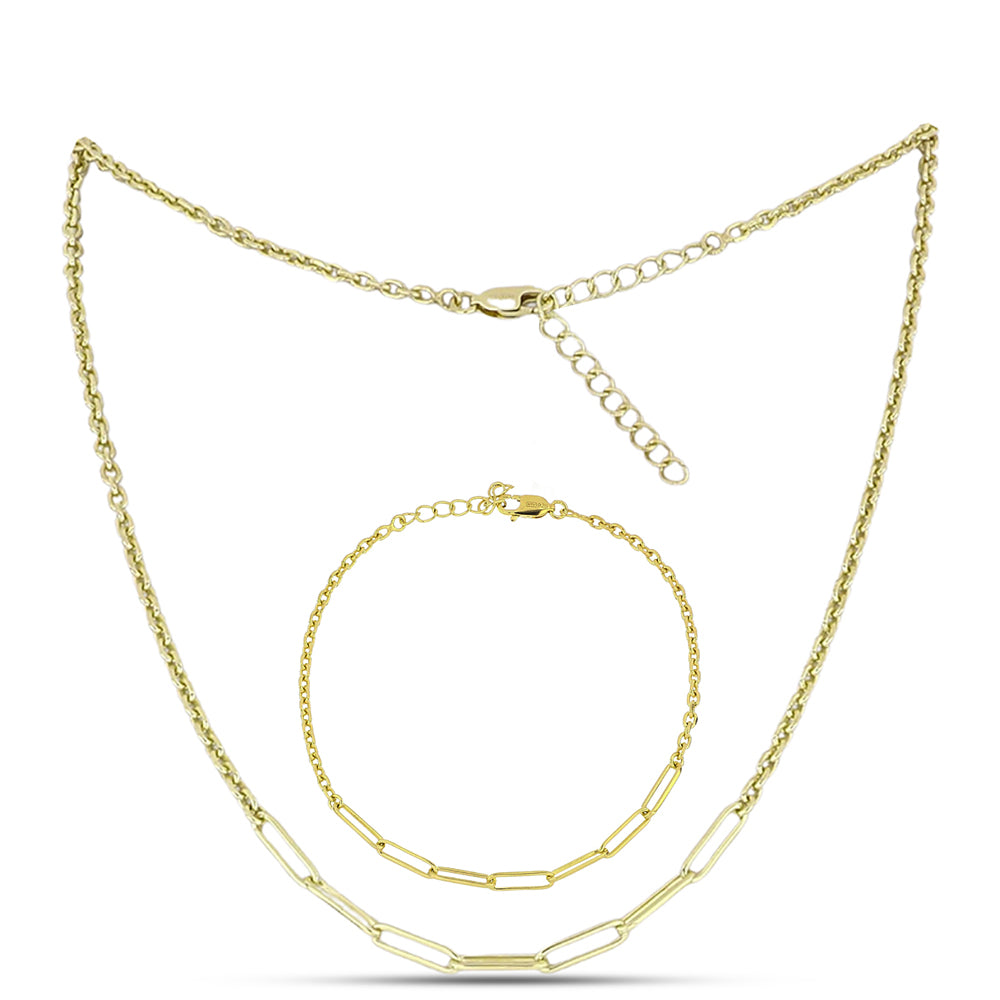Set din Argint 925 Placat cu Aur ( 11.24 grame ) ( Colier+Brățară ) 1 