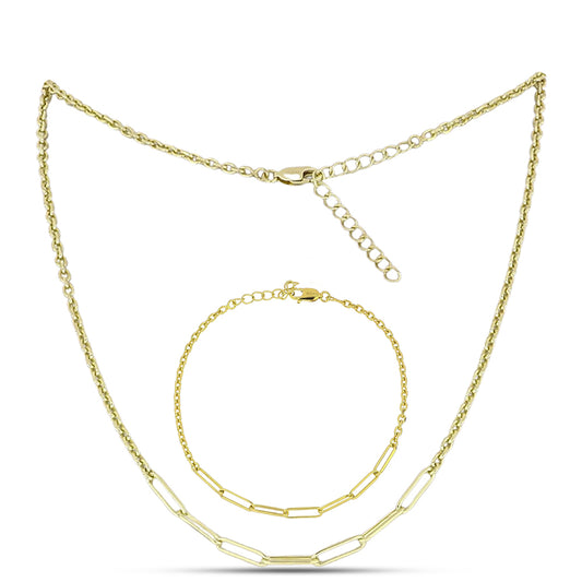 Set din Argint 925 Placat cu Aur ( 11.24 grame ) ( Colier+Brățară )