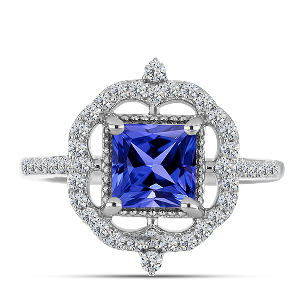 Inel din Argint 925 ( 2.81 grame ) cu Tanzanit AAA și Topaz Alb 1.54 Carate 1 