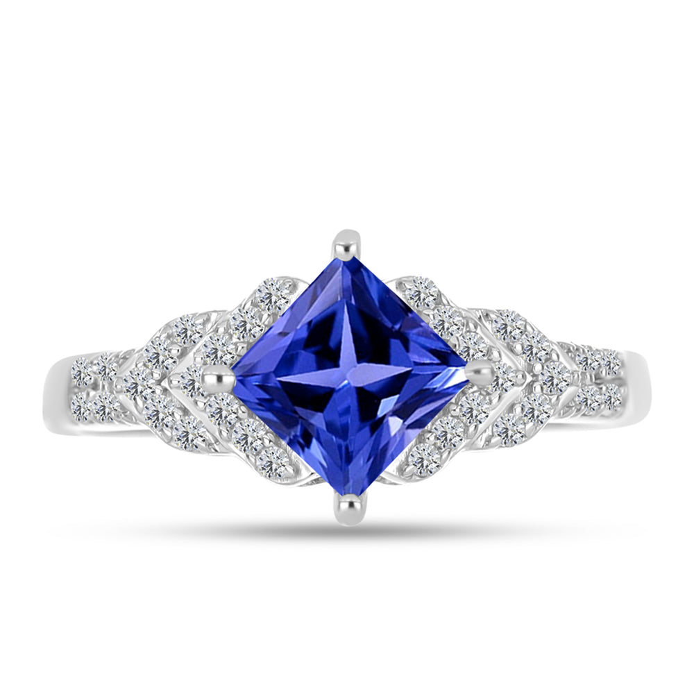 Inel din Argint 925 ( 2.68 grame ) cu Tanzanit AAA și Topaz Alb 1.4 Carate 1 
