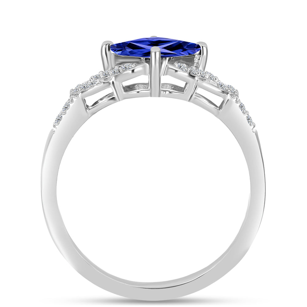 Inel din Argint 925 ( 2.68 grame ) cu Tanzanit AAA și Topaz Alb 1.4 Carate