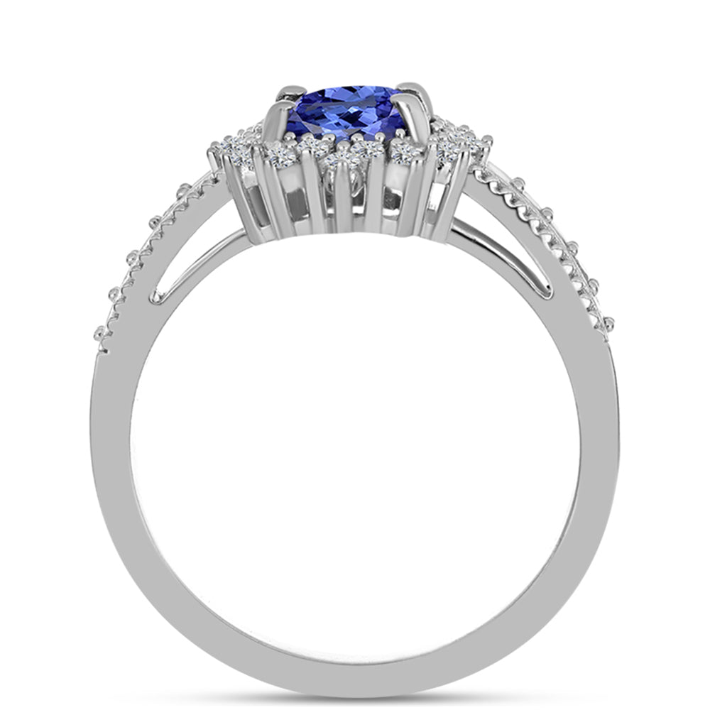 Inel din Argint 925 ( 3.97 grame ) cu Tanzanit AAA și Topaz Alb 1.95 Carate 2 