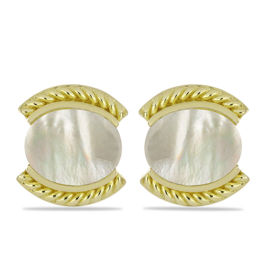 Cercei din Argint 925 Placat cu Aur ( 4.44 grame ) cu Sidef 4.29 Carate