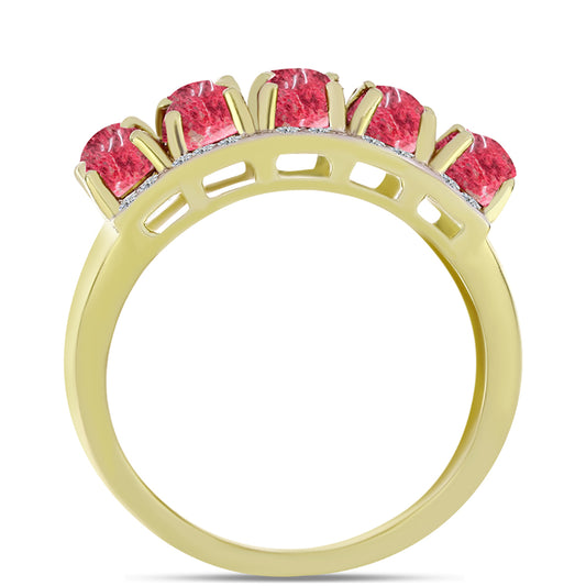 Inel din Argint 925 Placat cu Aur ( 6.88 grame ) cu Thulit și Topaz Alb 5.75 Carate